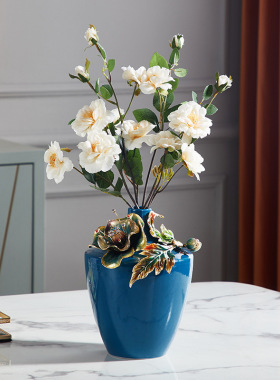 轻奢珐琅彩陶瓷花瓶摆件家用客厅桌面干花插花摆设创意个性装饰品