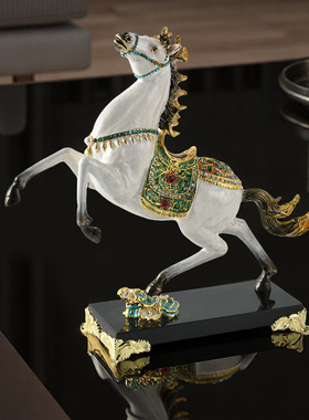 珐琅彩马到成功合金生肖马摆件招财马立马高档工艺礼品开门红送礼