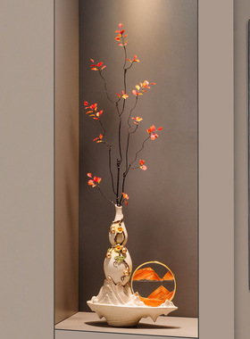 聚福葫芦带秋叶玄关摆件居家过道壁龛店面展厅工作室等艺术风装饰