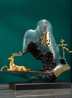 铜艺坊福气连连福鹿招财办公桌铜摆件酒店开业商务礼品家居铜摆件