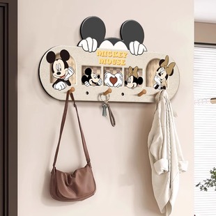 卡通米奇装饰置物架入户门口衣帽挂钩门后墙上多功能钥匙收纳