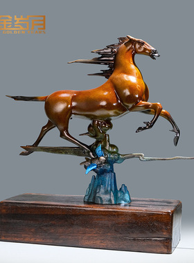 铜艺坊马踏飞燕黄铜马摆件公司企业开业送礼品商务赠送礼品铜摆件