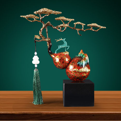 福禄双全高端中式全铜葫芦摆件客厅玄关办公室装饰品乔迁新居礼品