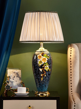 轻奢高端珐琅彩玻璃花瓶摆件客厅玄关欧式家居插花美式家居装饰品