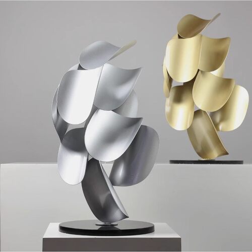 Dnnni抽象金属艺术叶子层叠摆件雕塑软装桌面展厅售楼处玄关柜子