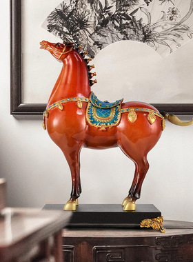将军马到成功红色马摆件招财马工艺品客厅办公室电视柜酒柜装饰品