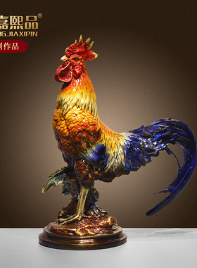 全铜公鸡摆件十二生肖鸡家居客厅办公室桌面装饰金鸡报晓工艺礼品