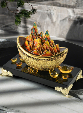 珐琅彩元宝金山摆件招财聚财客厅办公室轻奢高档装饰乔迁开业礼物