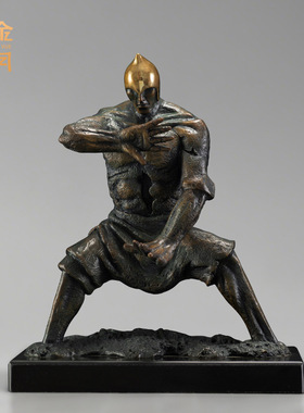 铜艺坊武士太极人物黄铜雕塑像摆件办公室客厅电视柜金属铜工艺品