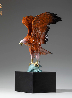 铜艺坊大展宏图铜雕老鹰铜摆件老板办公室桌面公司开业升迁送礼品