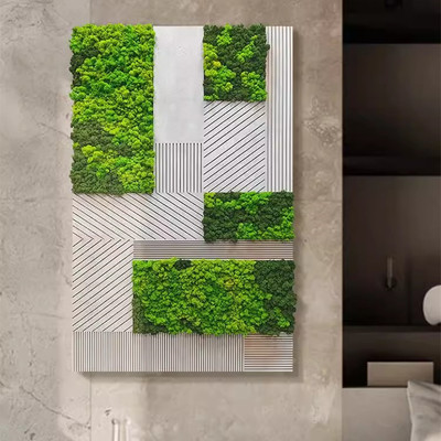 现代简约抽象客厅装饰画走廊过道挂画立体雕刻入户玄关绿植苔藓画