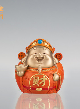 铜艺坊萌财神铜摆件可爱财神前台摆件办公桌书房展柜财神爷装饰品