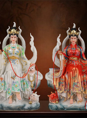 仿汉白玉九尾狐像红色九尾狐娘娘九姑娘神像灵狐像九尾白狐真身