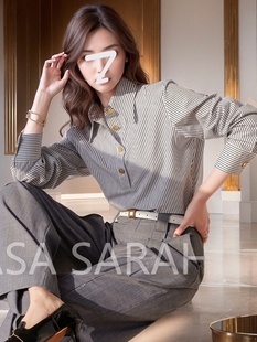 ASA 上衣 SARAH都市绅士竹纤维100%新疆长绒棉不规则下摆斜裁衬衫