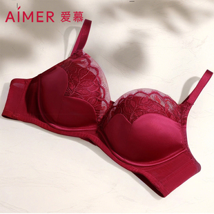 4薄小胸聚拢隐孔洞洞杯红色本命年软钢圈文胸AM11C131 爱慕内衣3