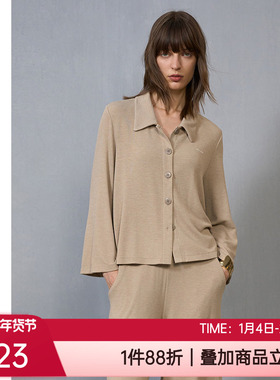 爱慕·CHUANG春秋中厚肌理双面布小翻领系扣女士家居上衣CA811482