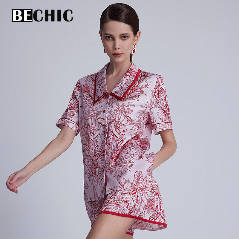 爱慕桑蚕丝印花女家居服睡衣套装
