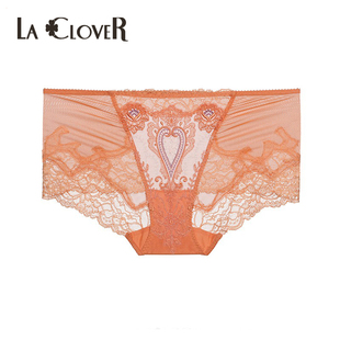 LC23JL1 爱慕高端LACLOVER兰卡文性感薄蕾丝无痕刺绣女士平角内裤