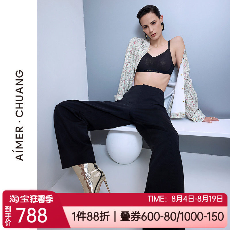 爱慕显瘦小黑裤双面布女士直筒裤