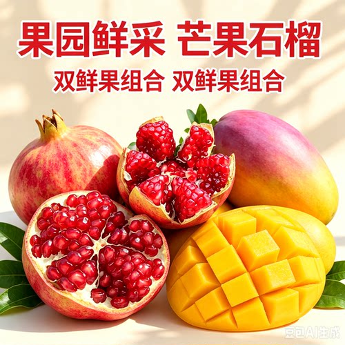 产地现摘现发正宗攀枝花凯特芒+软籽石榴组合9斤装高山树上自然熟