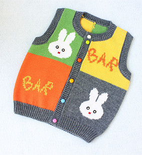 外套 1－2岁宝宝毛衣马夹开衫 背心 纯手工编织婴幼儿女童羊毛衫