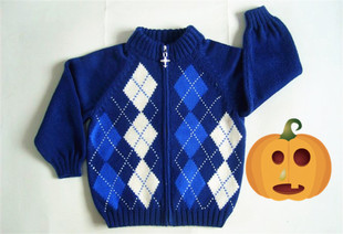 纯手工编织儿童毛衣　手织拉链衫毛衣外套童装　春秋男童毛线衣成