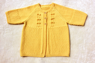 纯手工编织儿童中袖羊毛衣 手打春秋两用毛衣外套 婴幼儿毛线衣