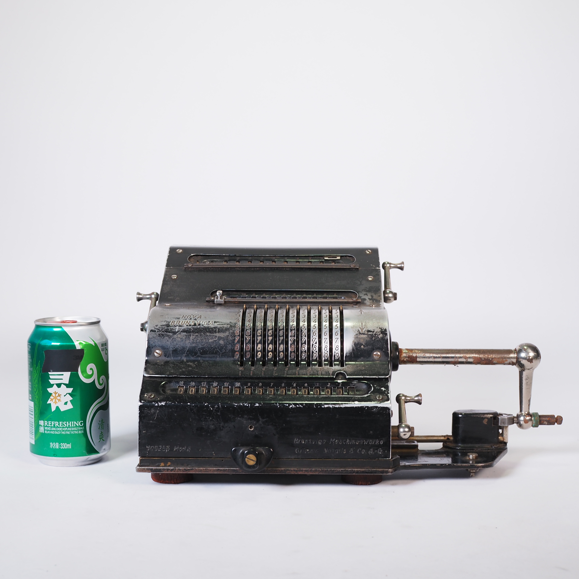 1925古董工业机械美学布朗斯Brunsviga手摇计算器机械算盘功能ok