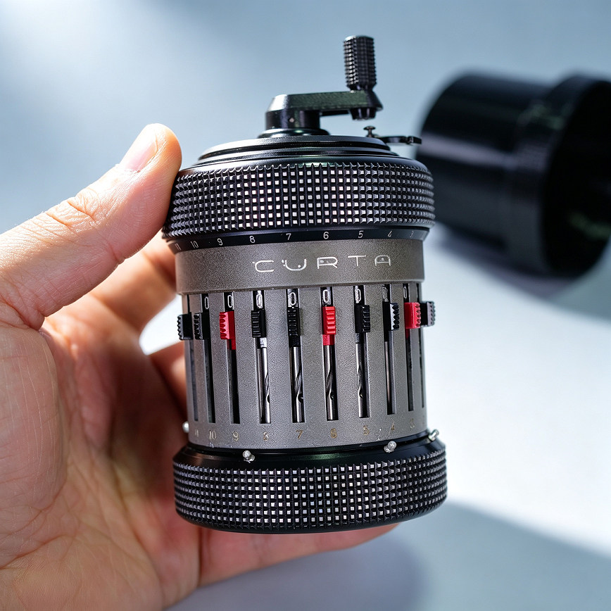古董微型科塔库塔Curta II型机械手摇计算器修复功能正常软装收藏