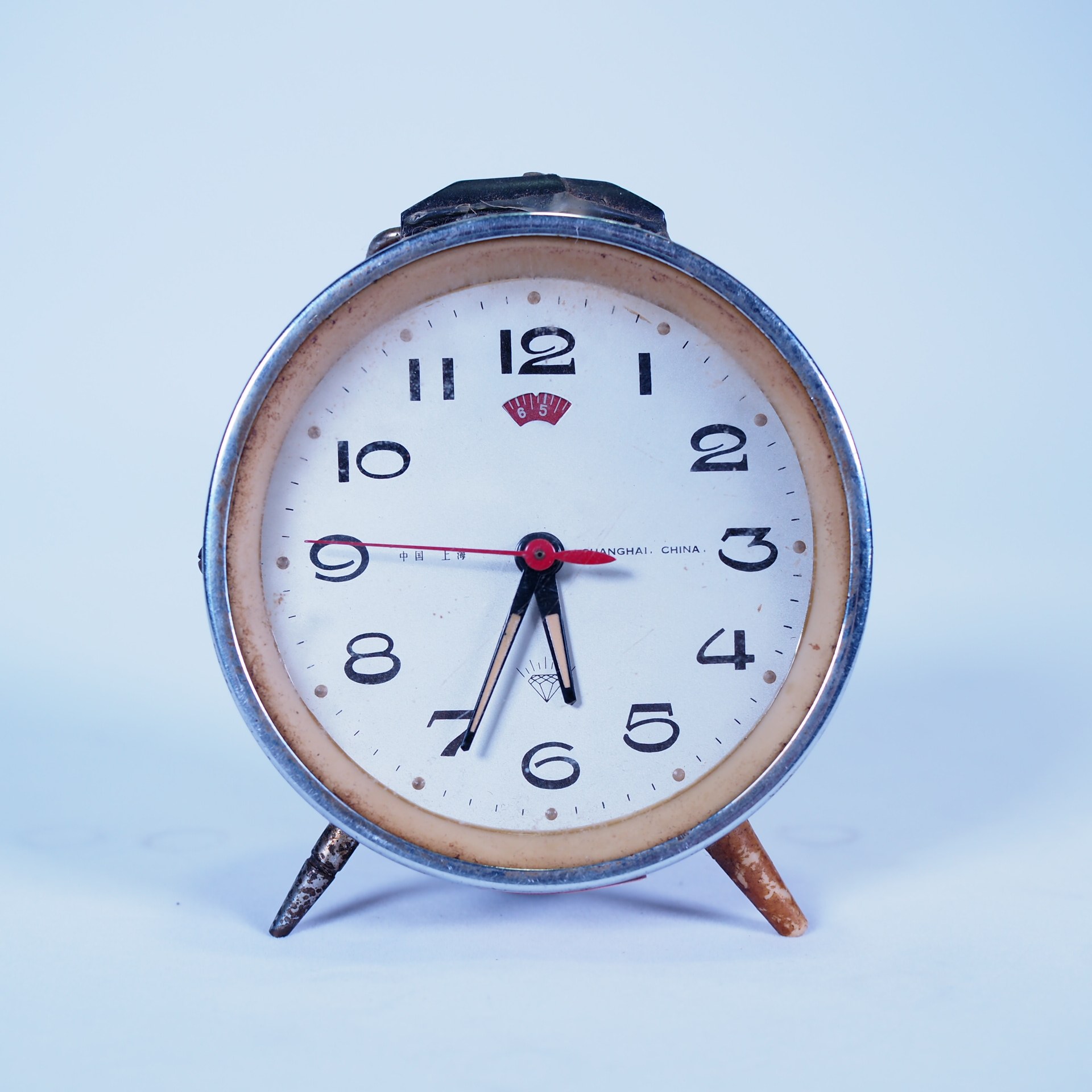 怀旧情怀8090年代老式上海钻石牌床头机械闹钟走时正常瑕疵摆件