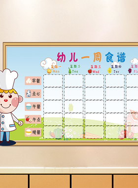 学校贴纸食堂餐厅每日周食谱表格
