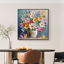 大芬村油画餐厅装 饰画轻奢花卉饭厅餐桌背景墙挂画高级感艺术壁画