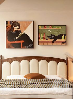 中古风美拉德女孩卧室床头装饰画
