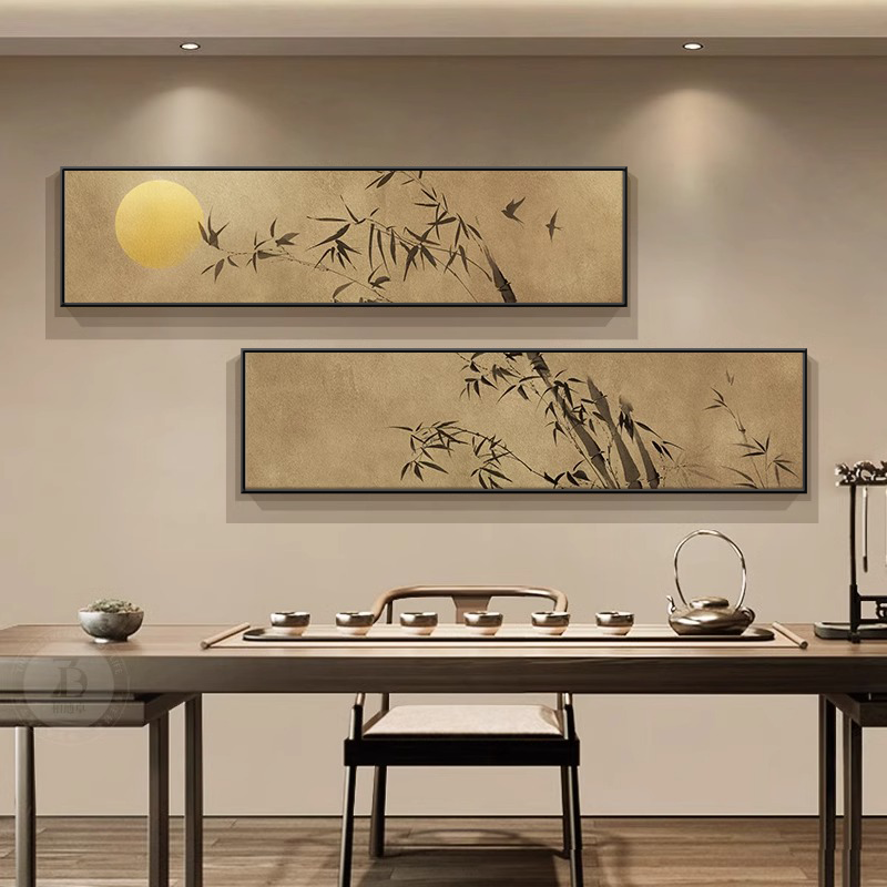 新中式茶室装饰画宋代美学客厅沙发背景墙挂画禅意竹子办公室壁画图片