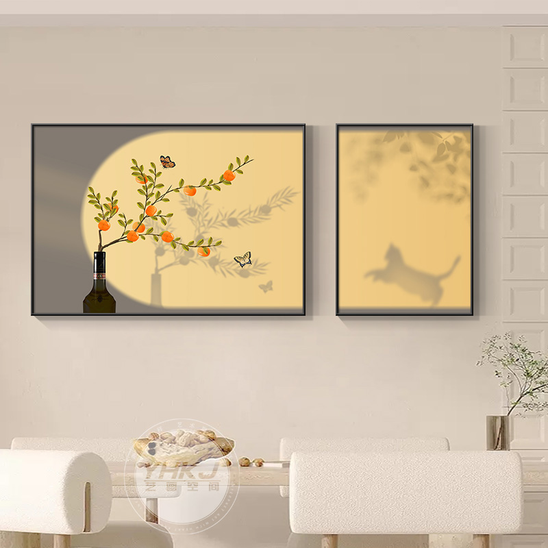 ins小清新植物花卉客厅装饰画温馨治愈餐厅饭厅挂画餐桌背景墙画图片