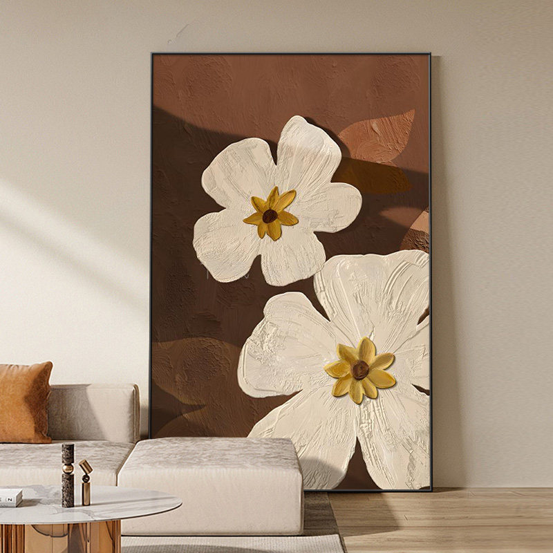 侘寂肌理感客厅装饰画抽象沙发背景墙落地画挂画花朵大幅玄关壁画,家居饰品,现代装饰画,淘宝优惠券,粉丝福利购,淘宝优惠卷