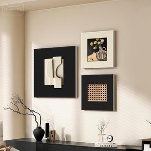 现代简约客厅装饰画高级感沙发背景墙挂画抽象艺术方形组合墙壁画
