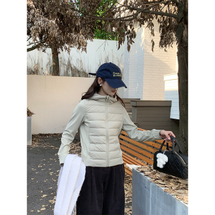 短款 Down修身 90白鸭绒连帽轻便跑步户外羽绒服 lulu轻薄新款 luqi