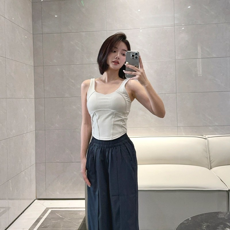 luqi lulu鱼骨运动背心胸垫裸感瑜伽收腰显瘦文胸女