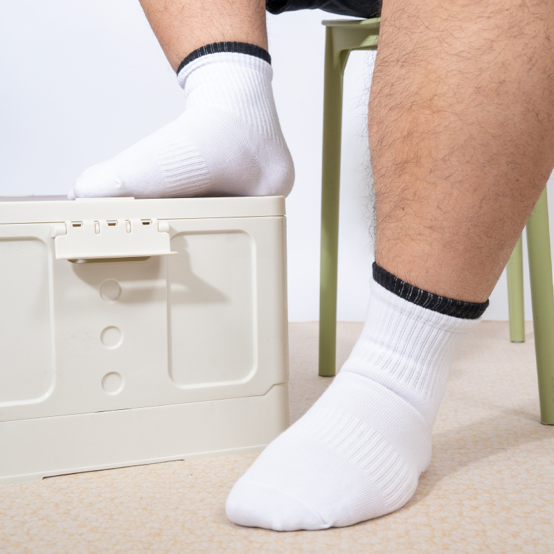 酷宝先生春季运动棉袜束腰彩色边个性运动中筒吸汗篮球白袜子