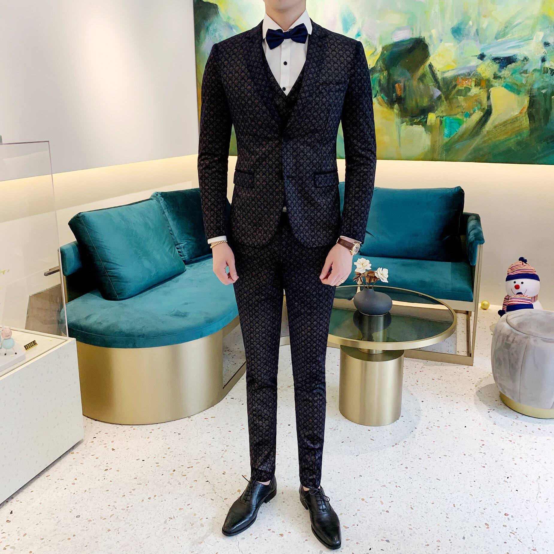 2019男士秋季英伦风奢华礼服西装三件套 男式商务修身西服套装男在类目 男装, 西服套装中 - 来自Buy2taobao.com提供专业的淘宝代购服务