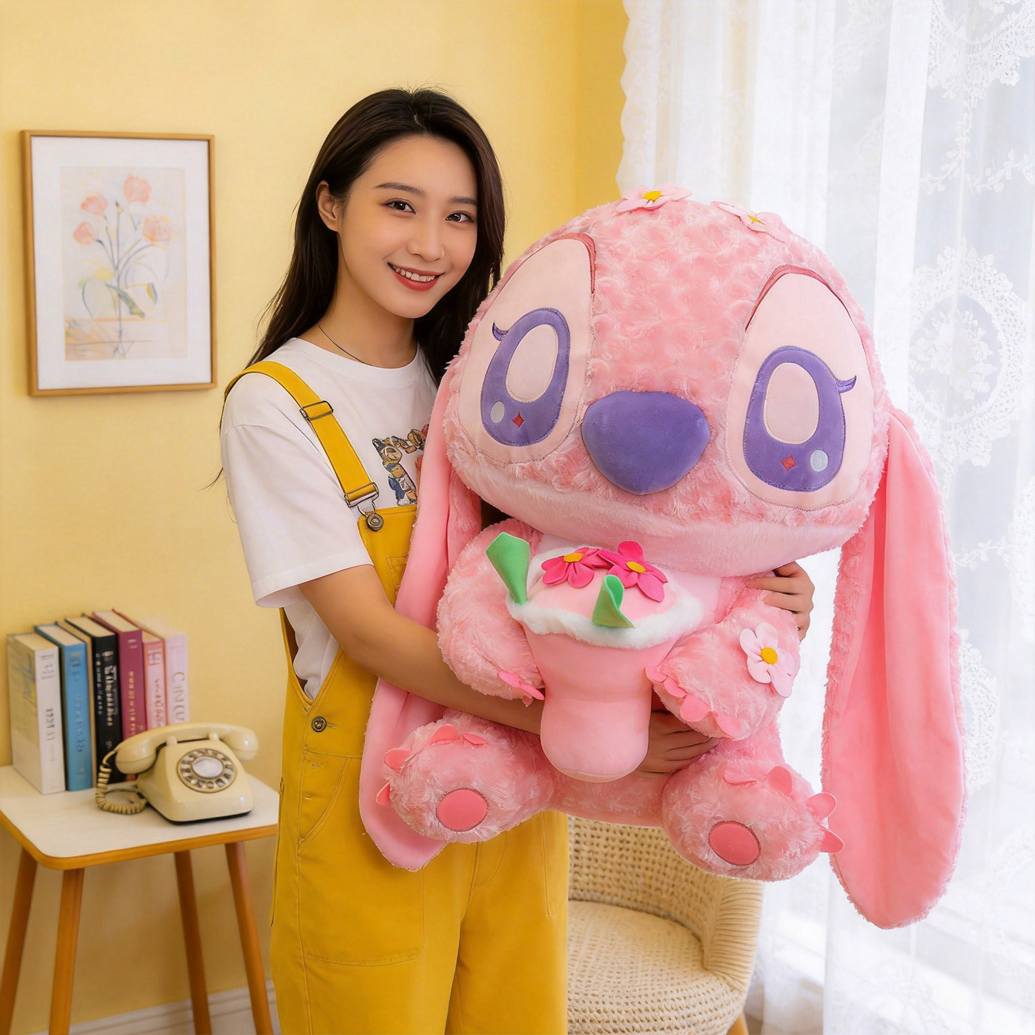 抱花安琪史迪仔玩偶小金史迪奇公仔毛绒玩具布娃娃抱枕送女生礼物