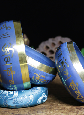 蓝色佛音碗瑜伽冥想尼泊尔手工