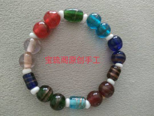 J20宝琉阁各色手工缠金线金箔琉璃珠散珠串手链项链配珠DIY10mm
