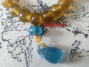 包邮cL31民国包老油润深浅茶晶老琉璃珠手工甜瓜吊坠手链复古饰品