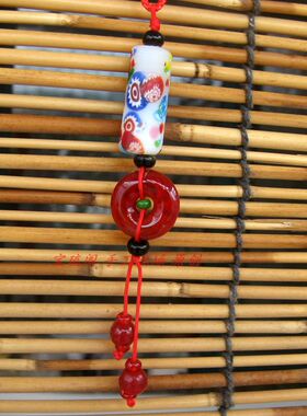 手工白底压花琉璃珠勒子毛衣链