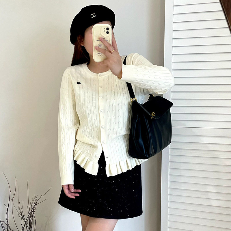 大码女装圆领休闲荷叶边上衣女毛衣2025冬胖mm宽松针织开衫,女装/女士精品,毛针织衫,淘宝优惠券,粉丝福利购,淘宝优惠卷