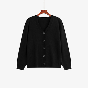 胖mm百搭针织开衫 大码 新款 宽松慵懒感外套女v领上衣2025秋季 女装