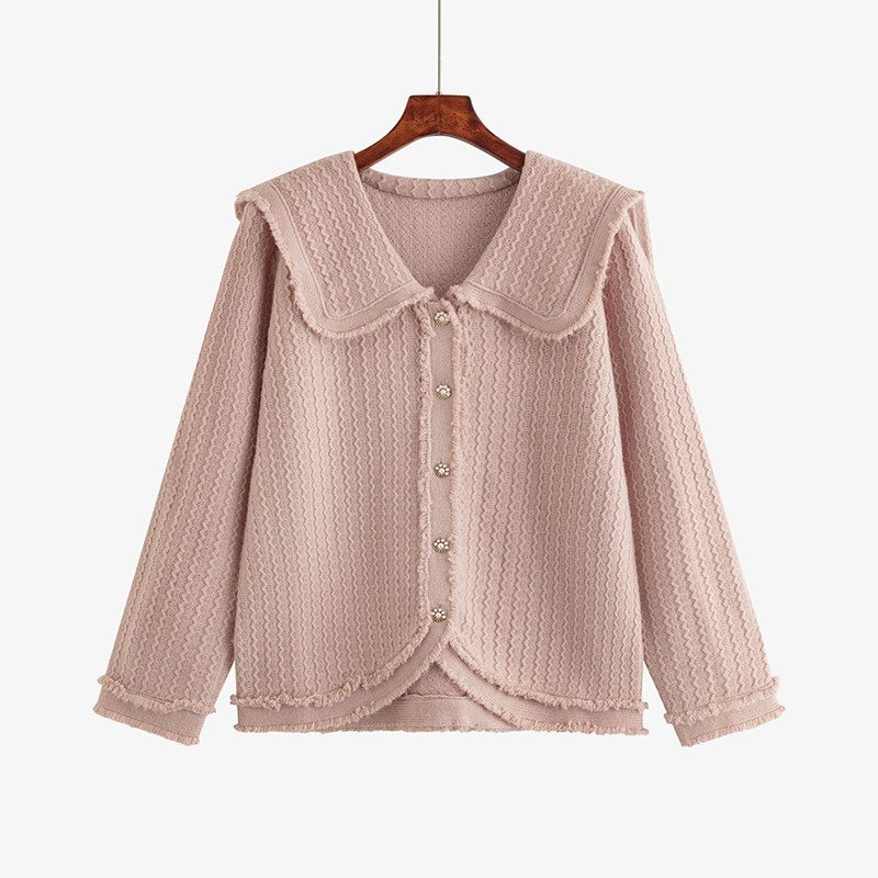 【清仓】娃娃领气质小香风外套2024冬胖mm高级感名媛宽松针织衫女,女装/女士精品,毛针织衫,淘宝优惠券,粉丝福利购,淘宝优惠卷