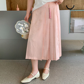 胖mm宽松高腰a字裙气质马面裙 中式 清仓 国风百褶裙女2024夏款